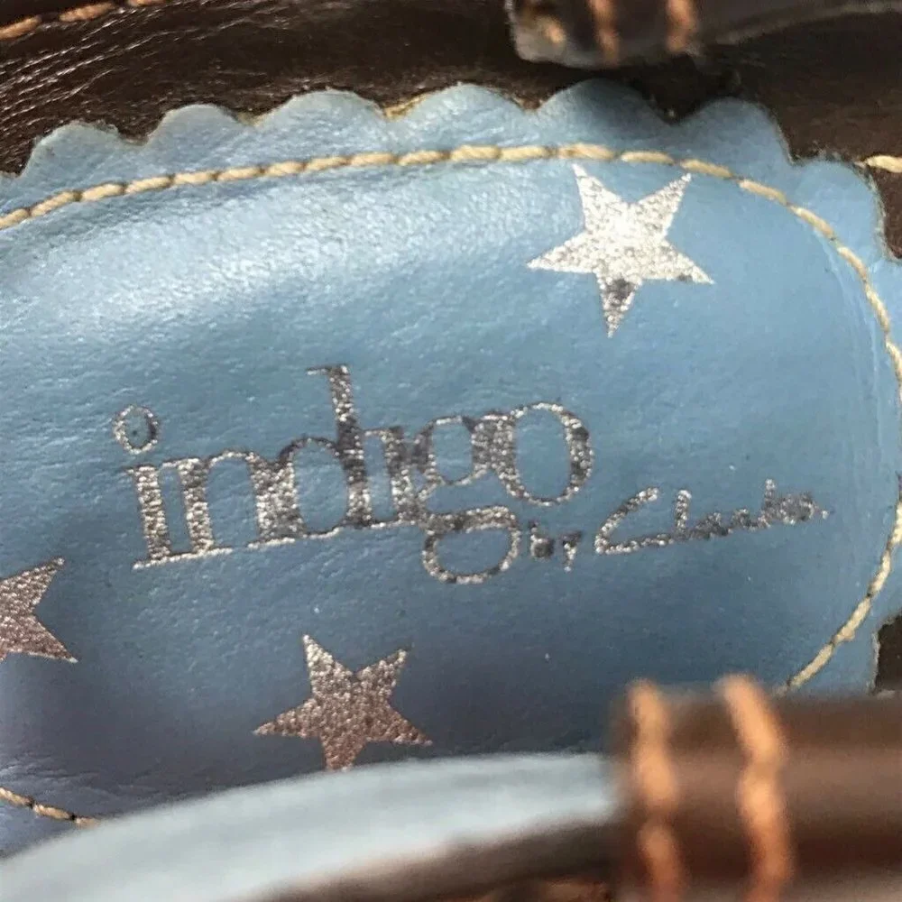 Indigo By Clarks Sandal Block Heels Shoes Brown 8